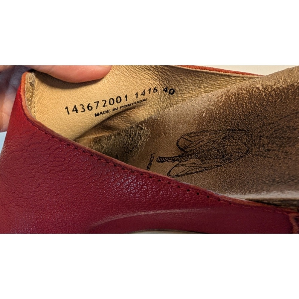 Fly London Wigg Wedge Slide Platform Sandals Red Pebbled Leather Mules Size 40/9 - Picture 5 of 8